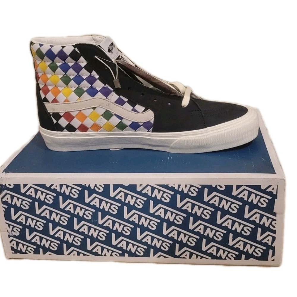 New VANS Vault Pride SK-8 Hi LX Check Leather High Top Sneakers Men's Size 11.5